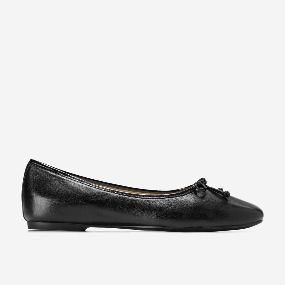 Cole Haan Black Leather Bow Ballet Flats Size 10 - Picture 2 of 7